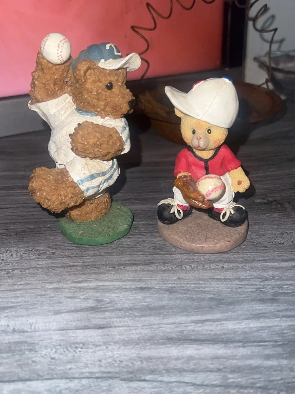 Decorative Small Pets Figurine Set - Brown & Cream Baseball Bears
